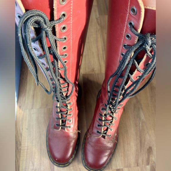 Doc Martens tall red boots knee high Oxblood Vintage Original made in England - Picture 4 of 8